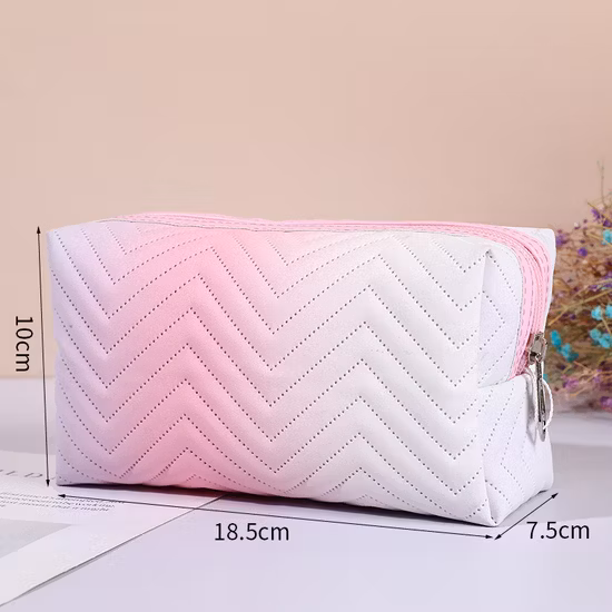 Factory Custom Logo Women PVC Makeup Cosmetic Pouch Travel Promotional Leather PU Cosmetic Bag